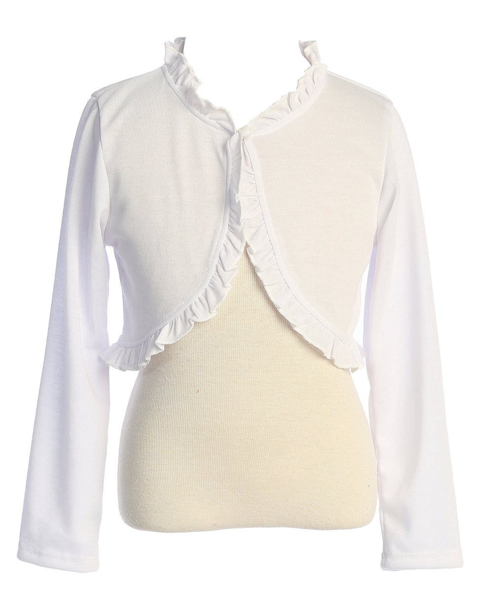 Mädchen elegante Rüschen Besatz Langarm Bolero Achselzucken 2-16