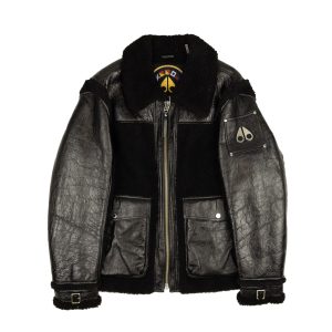 Schwarze Dufresne-Jacke aus Leder mit Logo für Herren