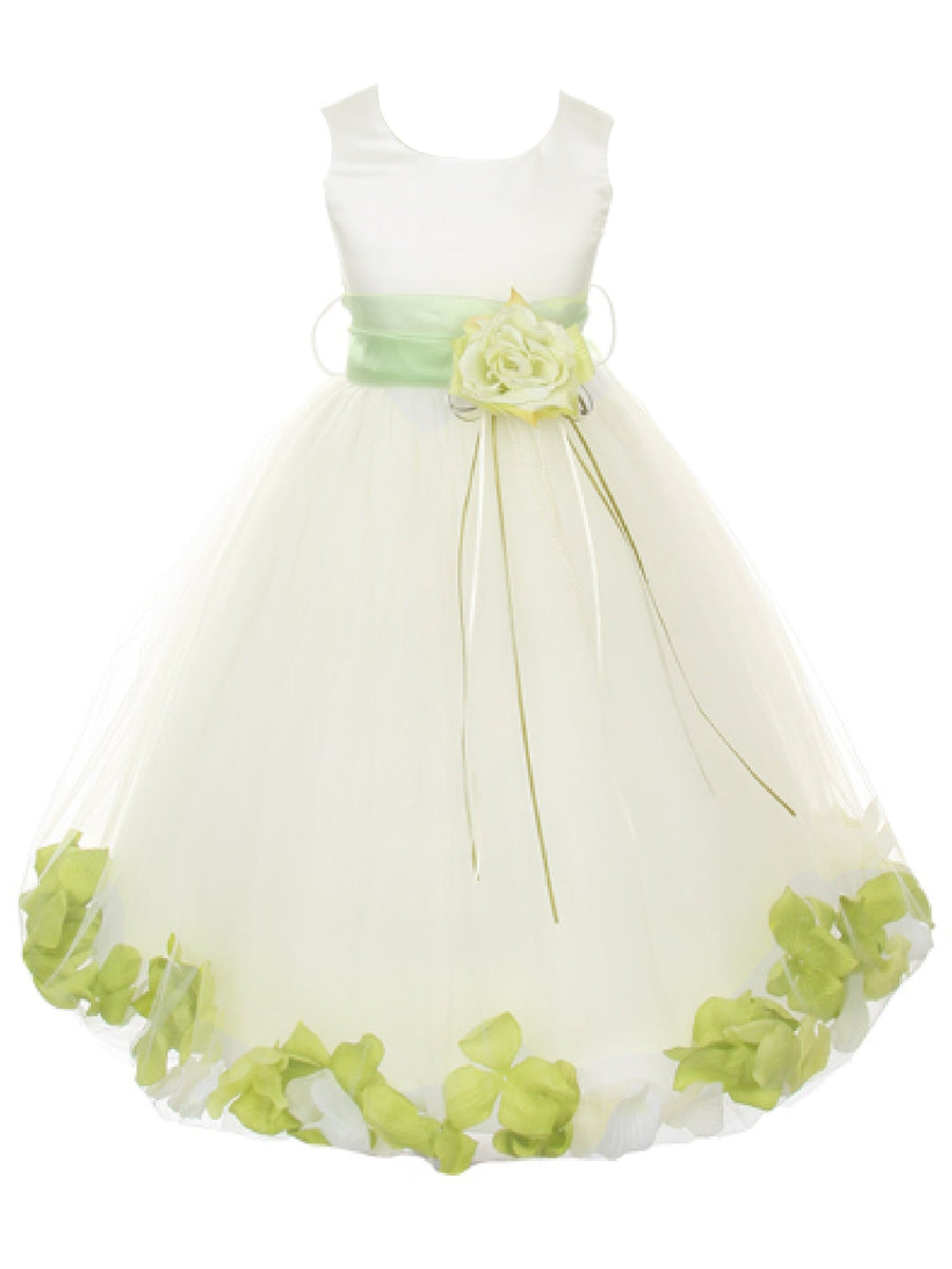 Große Mädchen Elfenbein mit Schärpe Petal Junior Brautjungfer plus Größe Kleid, Größen 16.5-20.5
