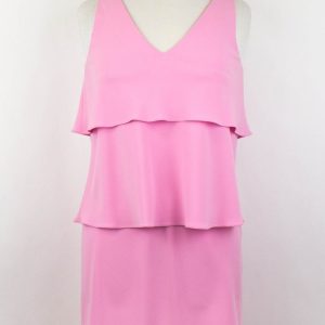MOSCHINO BOUTIQUE Rosa ärmelloses, gestuftes Kleid mit Rüschen