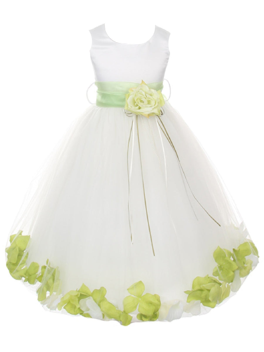 Große Mädchen weiß mit Schärpe Petal Junior Brautjungfer plus Größe Kleid, Größen 16.5-20.5
