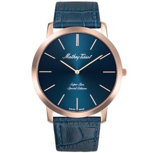 Mathey Tissot Herrenarmbanduhr mit blauem Zifferblatt