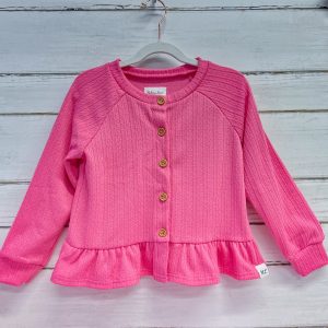 Frühlings-Rüschen-Strickjacke (weiß, rosa, lavendel)