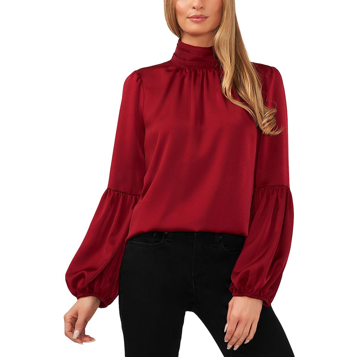 Satin Stehkragen Bluse