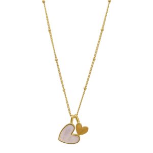 Tarnfest 14k Gold überzogen Mother Perlen Herz Charms Halskette