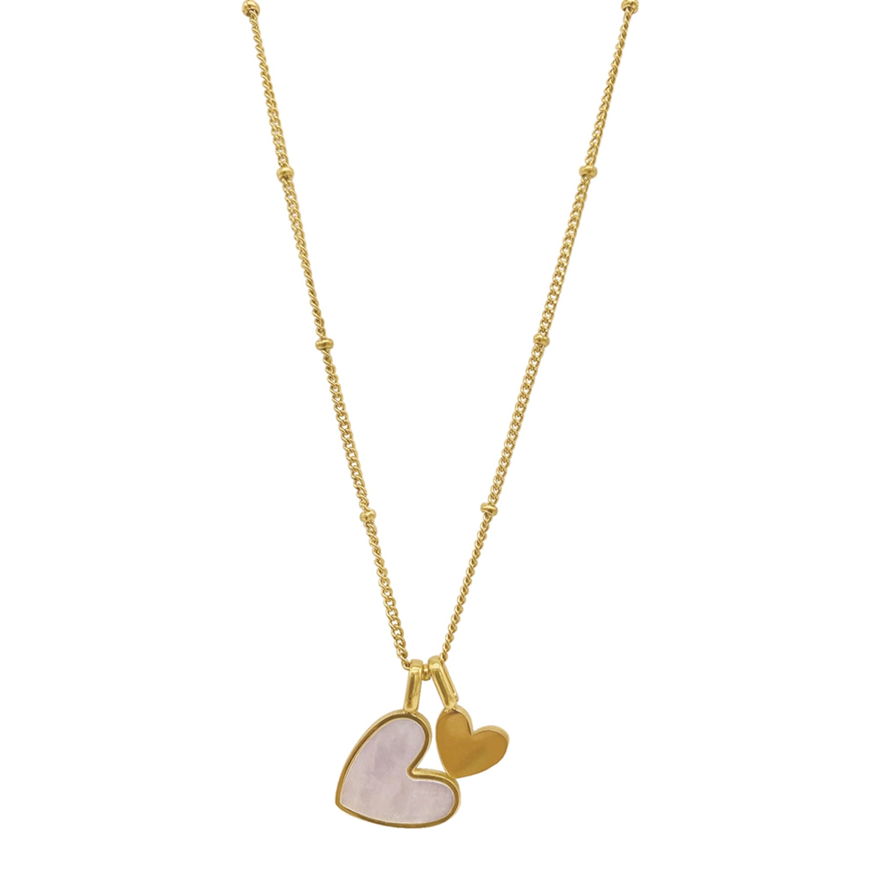 Tarnfest 14k Gold überzogen Mother Perlen Herz Charms Halskette
