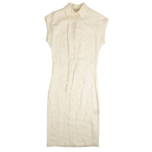Weißes ärmelloses Hemdkleid mit Knöpfen