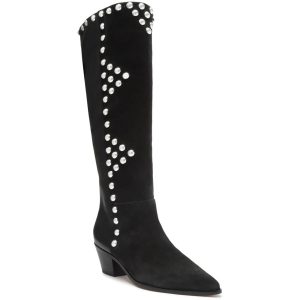 Bota Studded Wildleder Kniehohe Stiefel