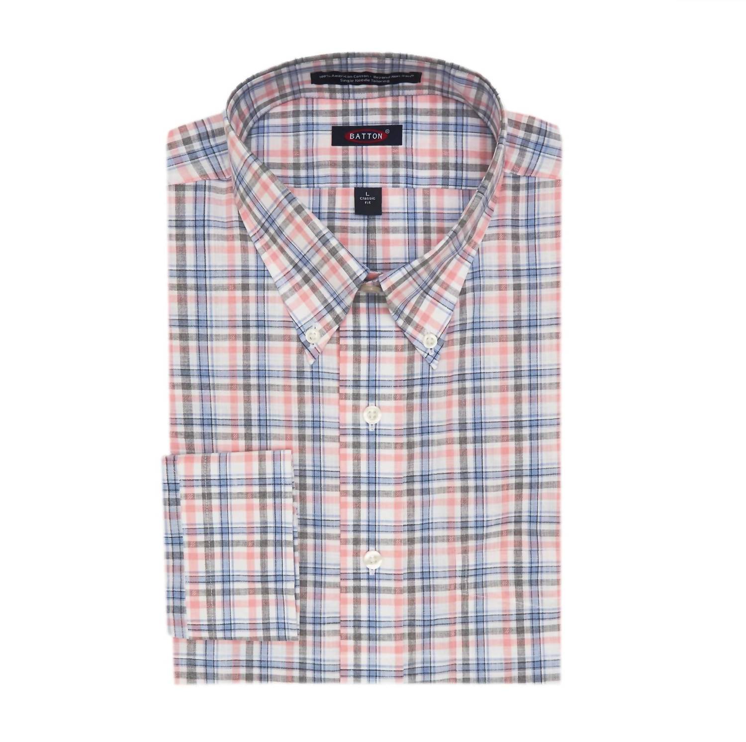 Herren Tailored Fit Hemd in Rosa/blau/grau