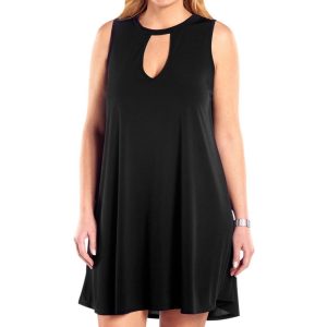 Schlüssellochkleid in Übergröße in Schwarz