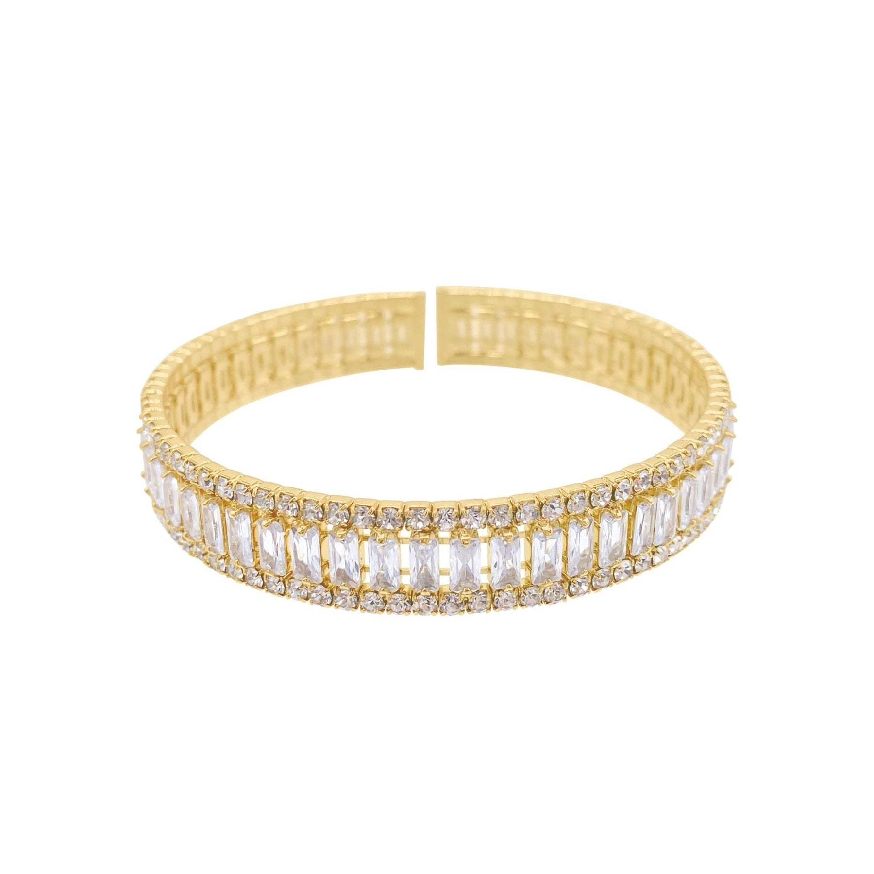 14k vergoldet Kristall Stretch Manschette Armband
