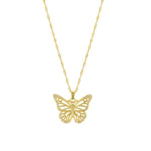 Tarnish Resistant 14k vergoldet Pave Schmetterling Halskette