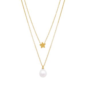 Halskette mit barocken 14k Gold überzogenen Süßwasserperlen