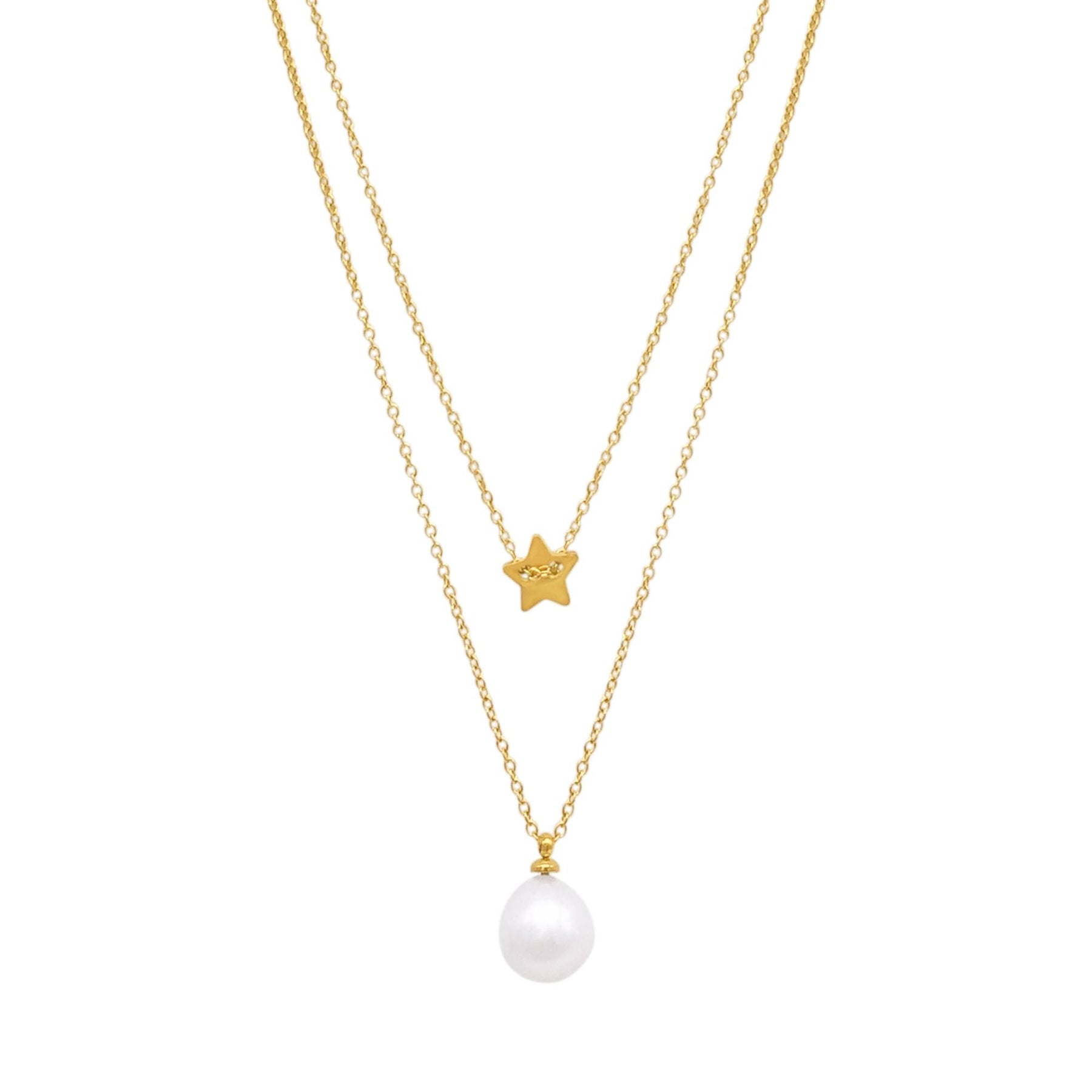 Halskette mit barocken 14k Gold überzogenen Süßwasserperlen