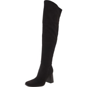 Denki Overknee-Stiefel aus Wildlederimitat mit eckiger Zehenpartie