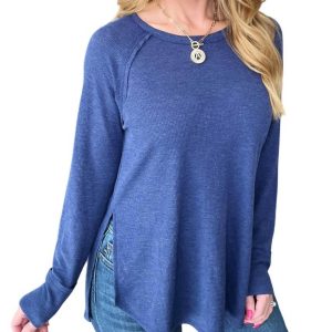 Melange Baby-Langarmshirt mit Waffelmuster in Hellblau 7732469497916