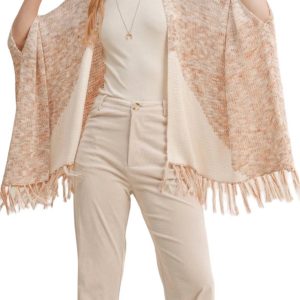 New Energy Fransen-Strickjacke in Elfenbein-Ingwer 7732471103548