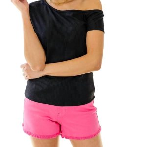 Surely Yours Top mit asymmetrischem Ausschnitt in Schwarz 7732470480956