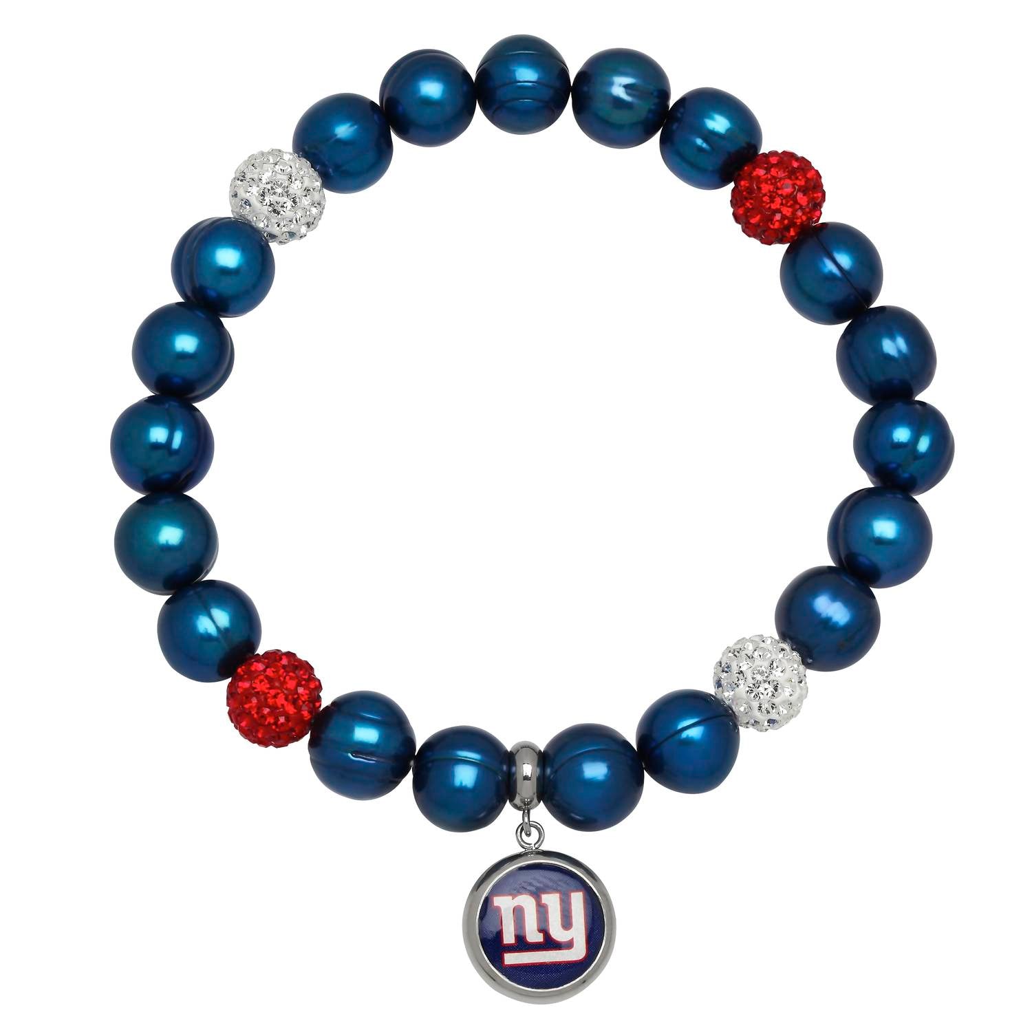 New York Giants Stretch Perlen & Kristall Armband in blau