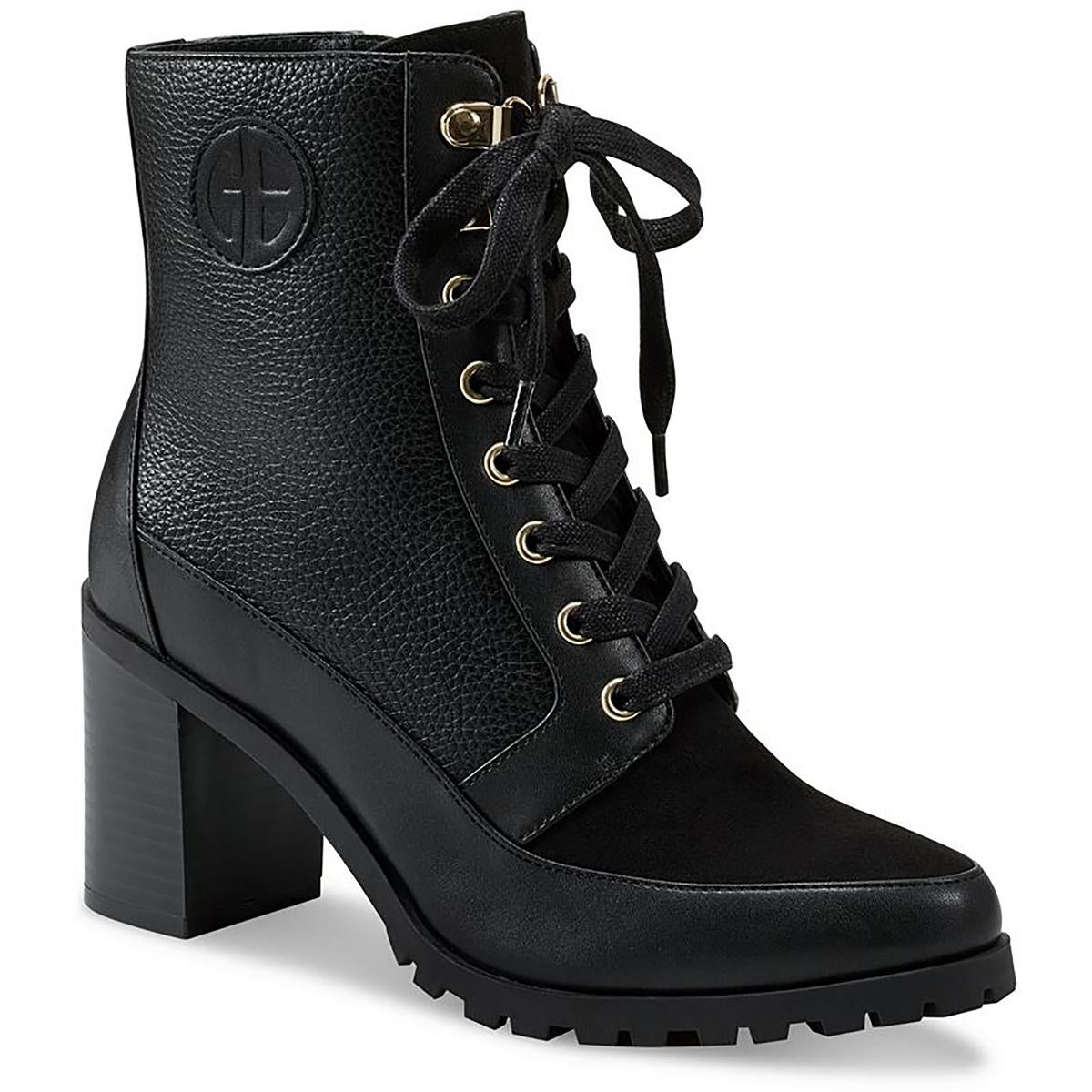 Keegann Kunstleder Spitze Zehen Combat & Schnürstiefel