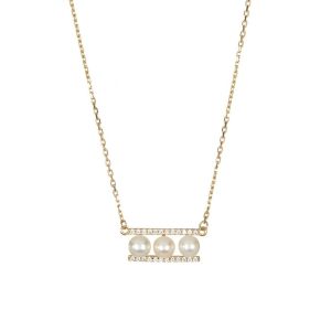 14k Gold überzogene Perle Bar Anhänger Halskette