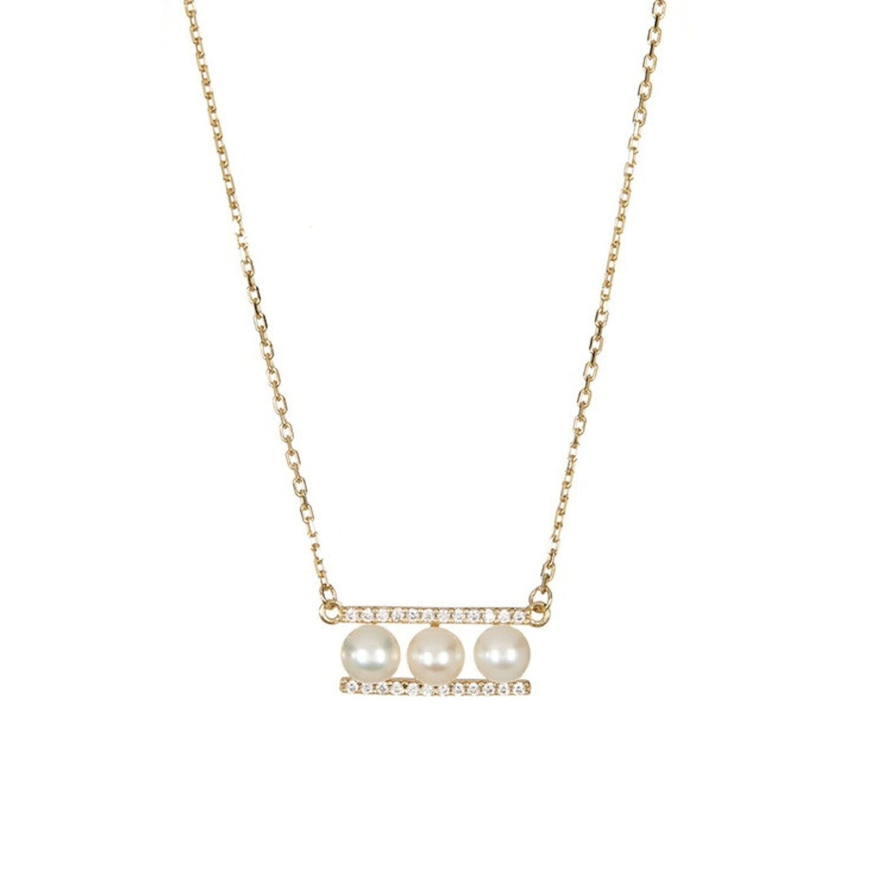 14k Gold überzogene Perle Bar Anhänger Halskette