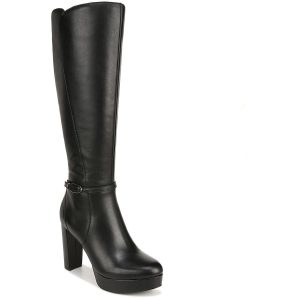 Kniehohe Lederstiefel mit breiter Wade