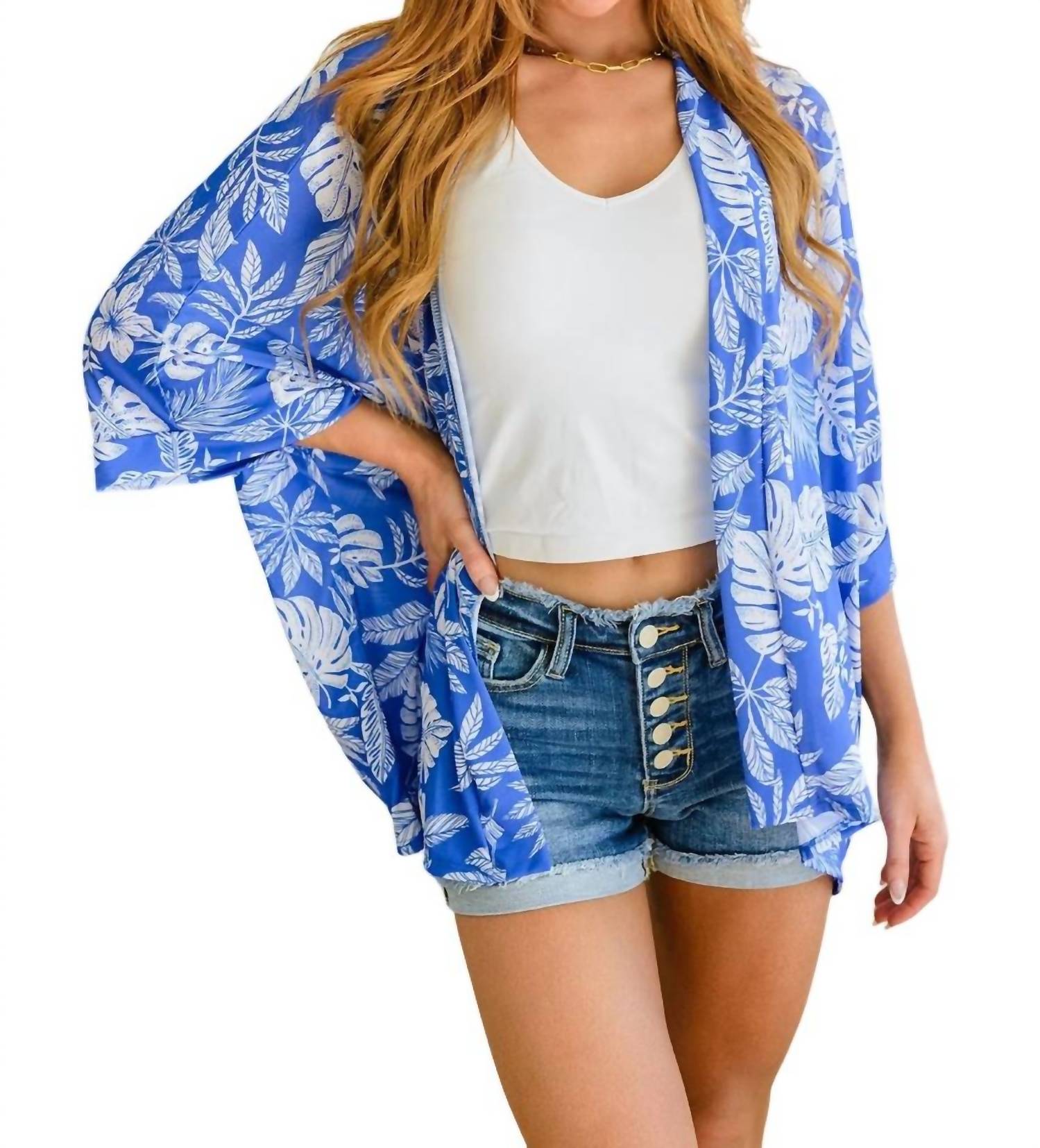 Tropische Geschichten Kimono in Blau