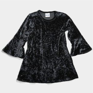 Mädchenkleid aus Pannesamt in Schwarz