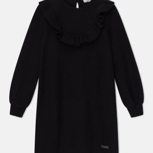 Carol-Strickkleid mit Rüschen für Kinder in Schwarz