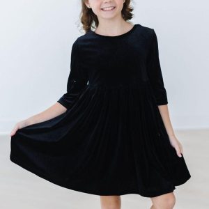 Twirl-Kleid aus schwarzem Samt