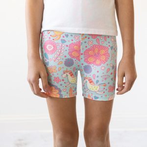Blaue Retro-Einhörner-Twirl-Shorts