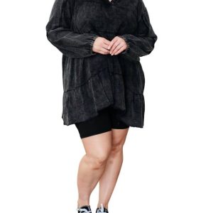 Borrowed Time Mineral Wash-Kleid mit V-Ausschnitt in Schwarz 7732478541884