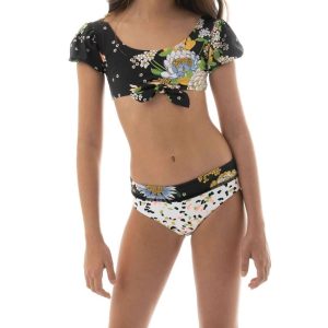 Mädchen Nächte Bikini Set in schwarzem Bouquet