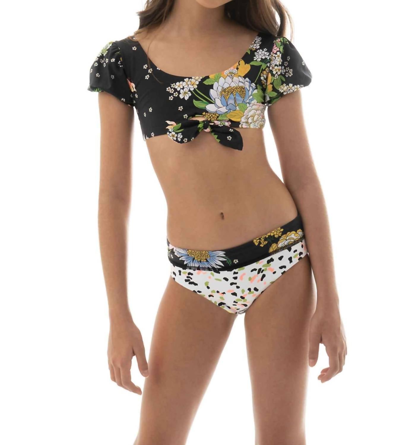 Mädchen Nächte Bikini Set in schwarzem Bouquet