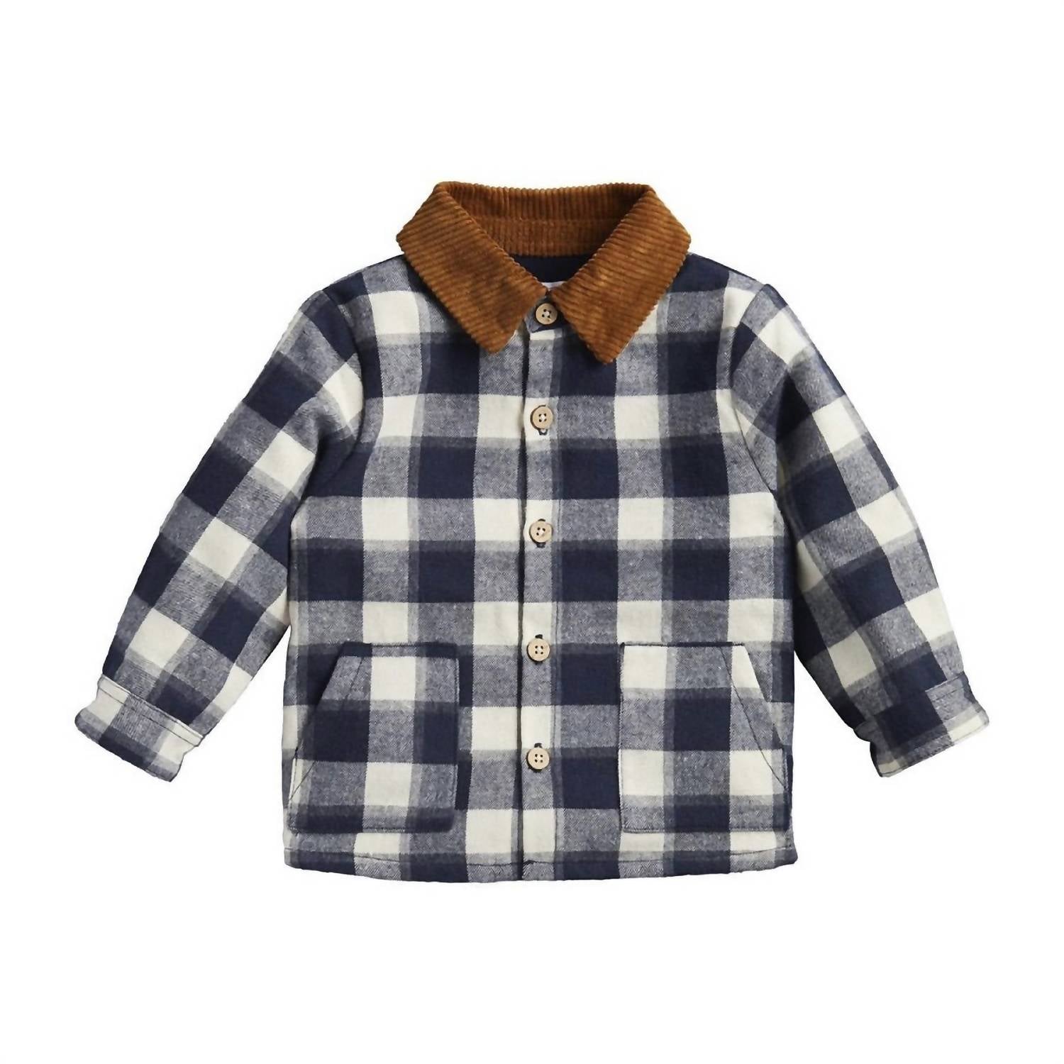 Jungen Check Shacket in der Marine