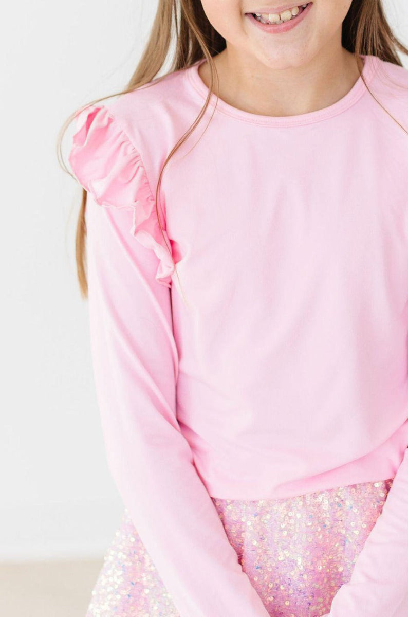 Bubblegum Rosa L/S Rüschen T-Shirt
