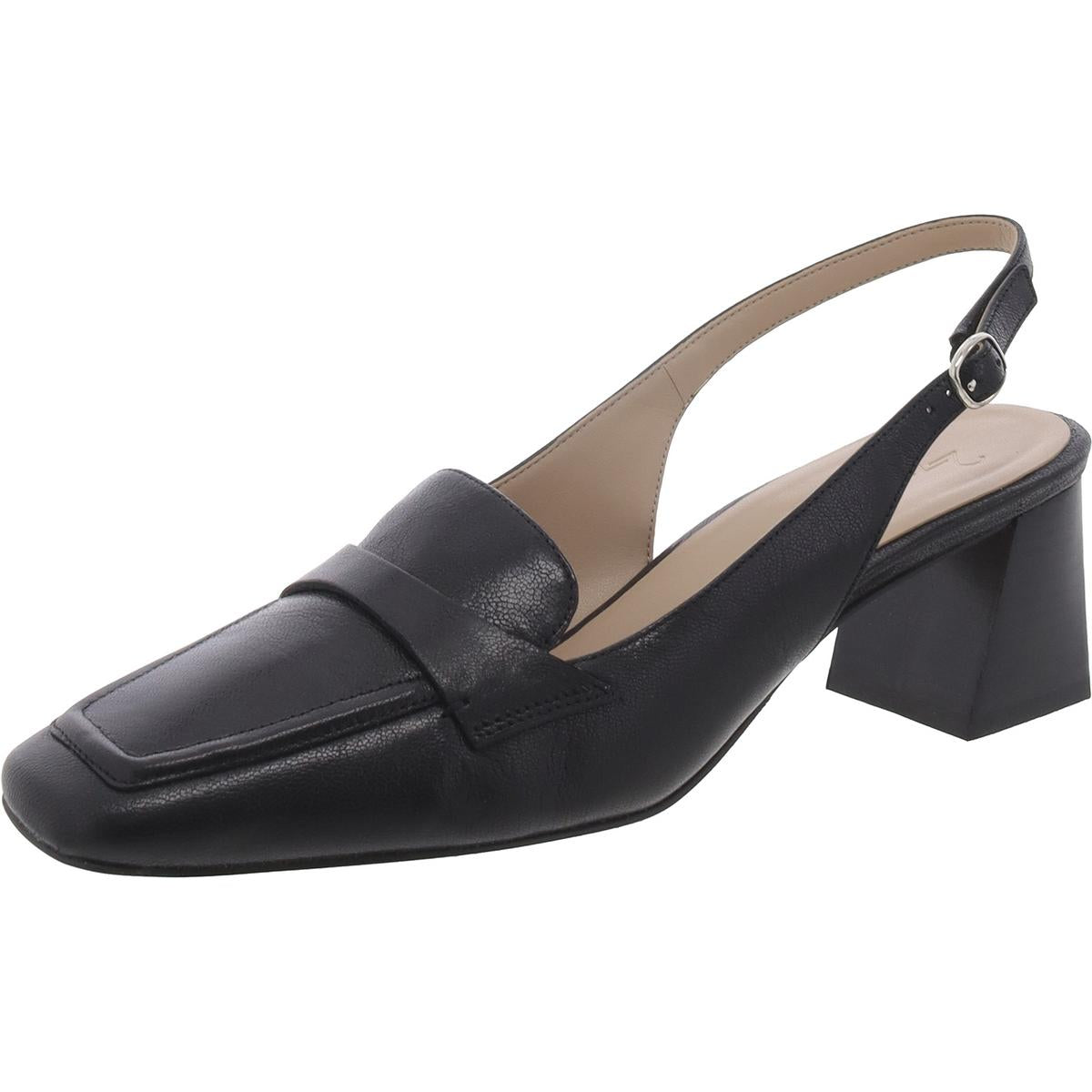 Hunny Leder quadratisch Toe Slingback Absatzschuhe