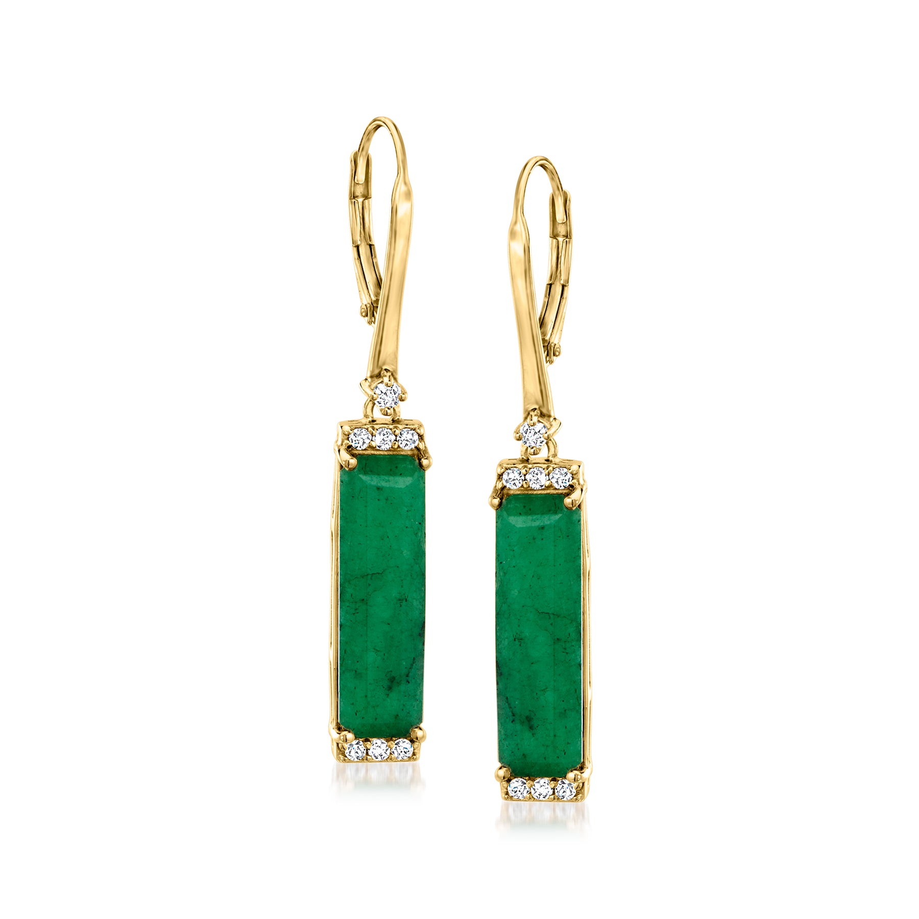 Ross-Simons Emerald Und. Weiße Topas Tropfen Ohrringe in 18kt Gold über Sterling