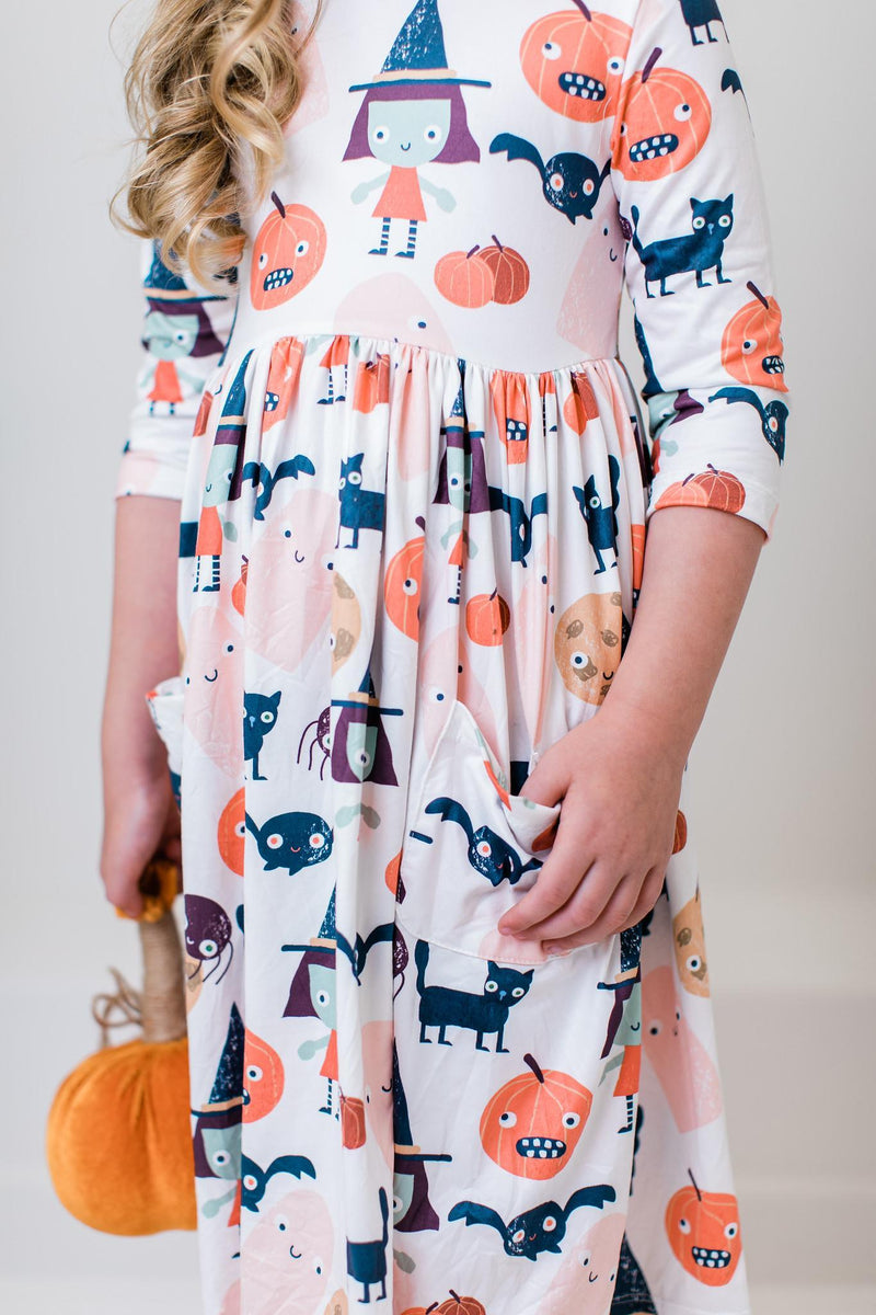 Boo Crew 3/4-Ärmel Tasche Twirl Kleid