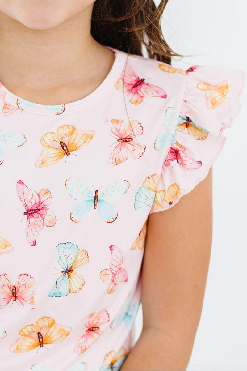 Schmetterling Küsse S/S Rüschen T-Shirt