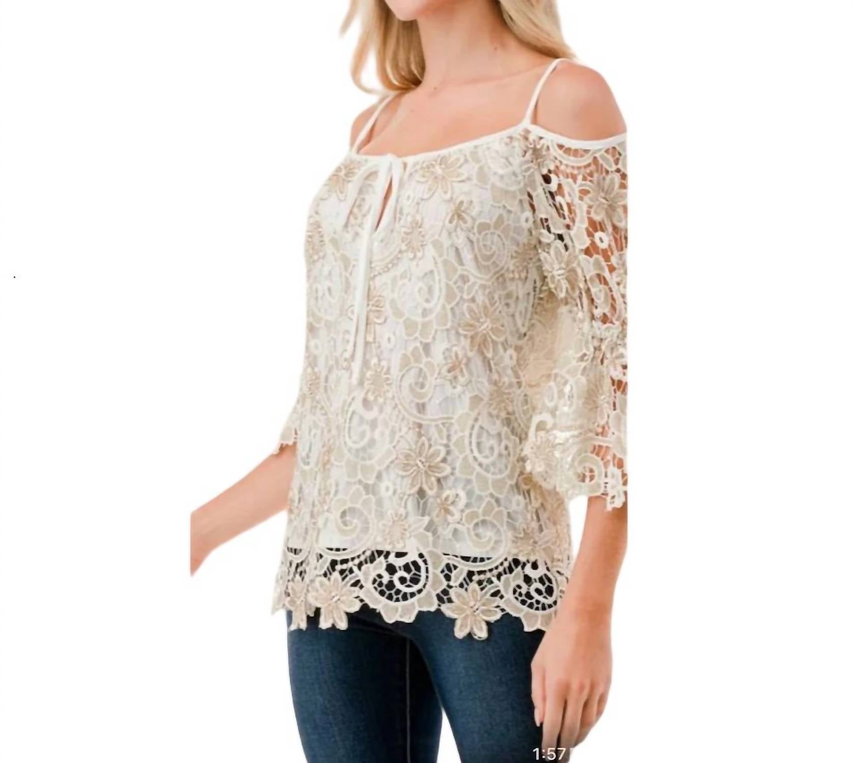Fleurette Elfenbein Spitze Top in Beige