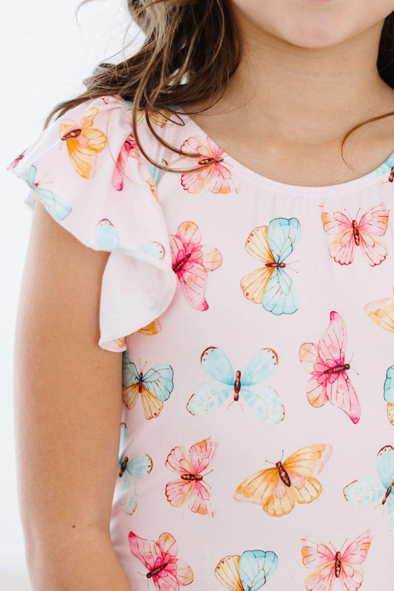 Schmetterling Küsse S / S Flutter Ärmel Trikot