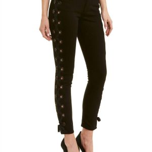 Damen-Jeans Lacy W25 Midway Skinny zum Schnüren in Schwarz