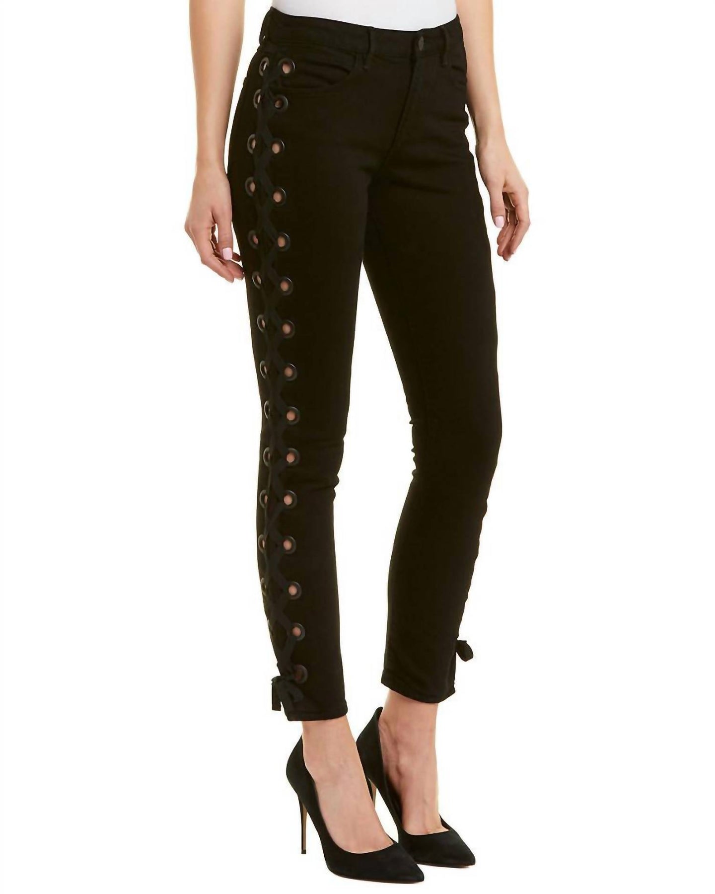 Lacy für Damen W25 Midway Skinny mit Schnürung Jeans in Schwarz geschnitten