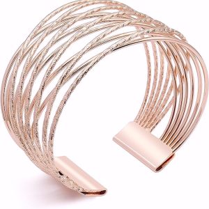 18K Roségold Criss Kreuz breite Manschette Armreif
