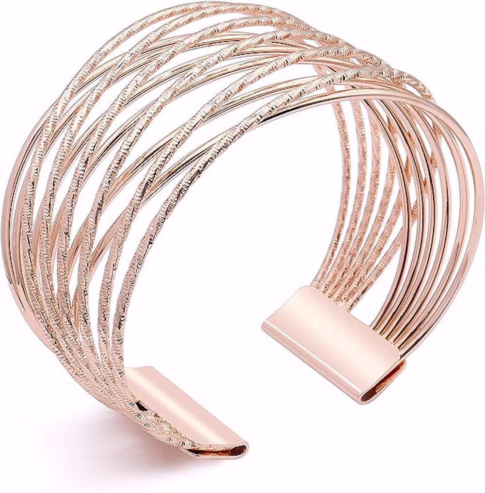 18K Roségold Criss Kreuz breite Manschette Armreif