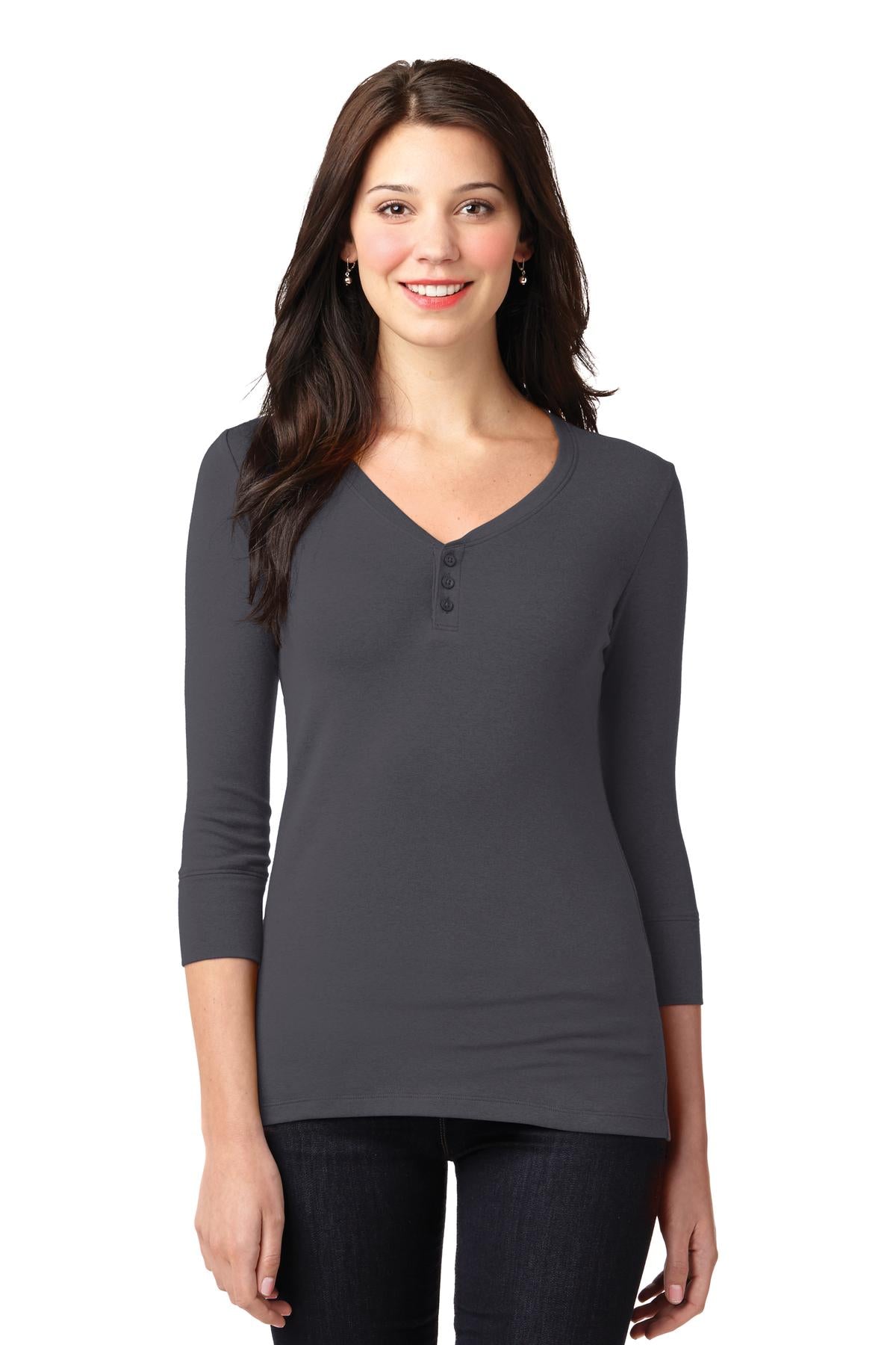 Port Authority Damen Concept Stretch 3/4-Ärmel-Scoop Henley LM1007