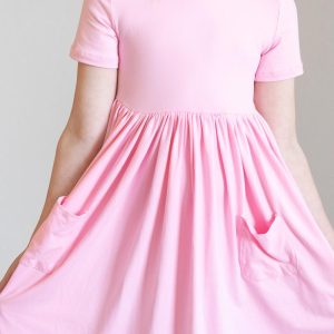 Kaugummirosa S/A-Taschen-Twirl-Kleid