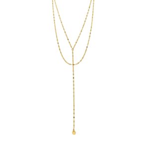 Tarnish Resistant 14k Gold plattiert Y-Halskette mit Doppelschicht Kette